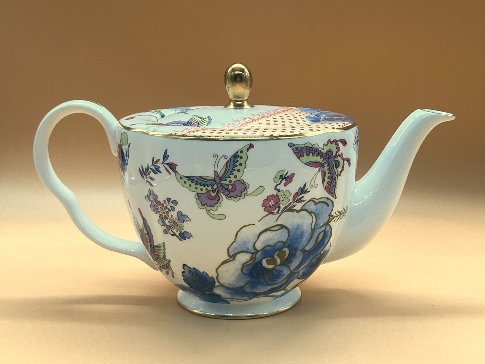 New Large 2 Pint Wedgwood China Butterfly Bloom Teapot In Original Box. photo 149.95