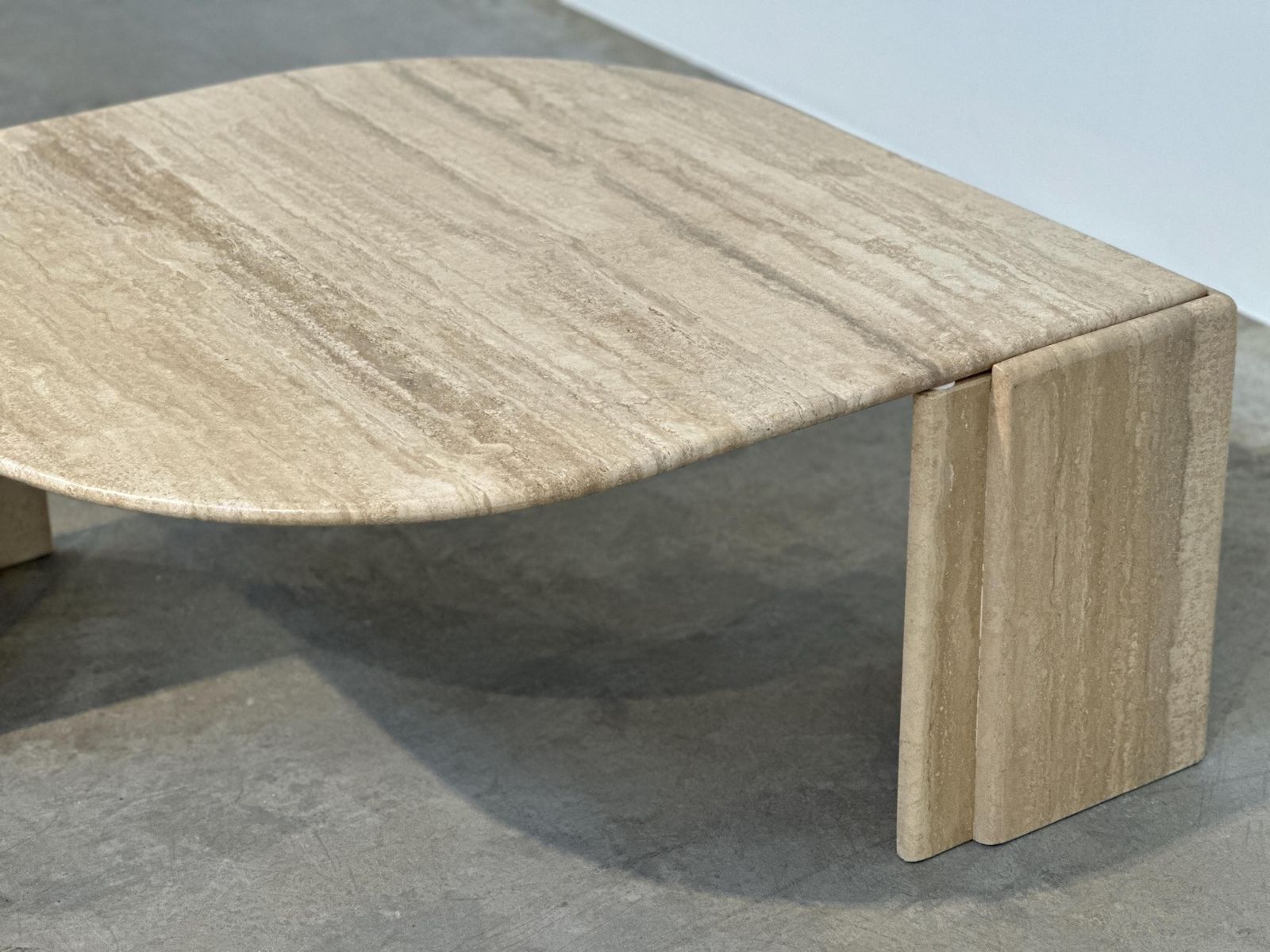 Italian Travertine Sculptural Eye Shaped Coffee Table, 1980s photo buy