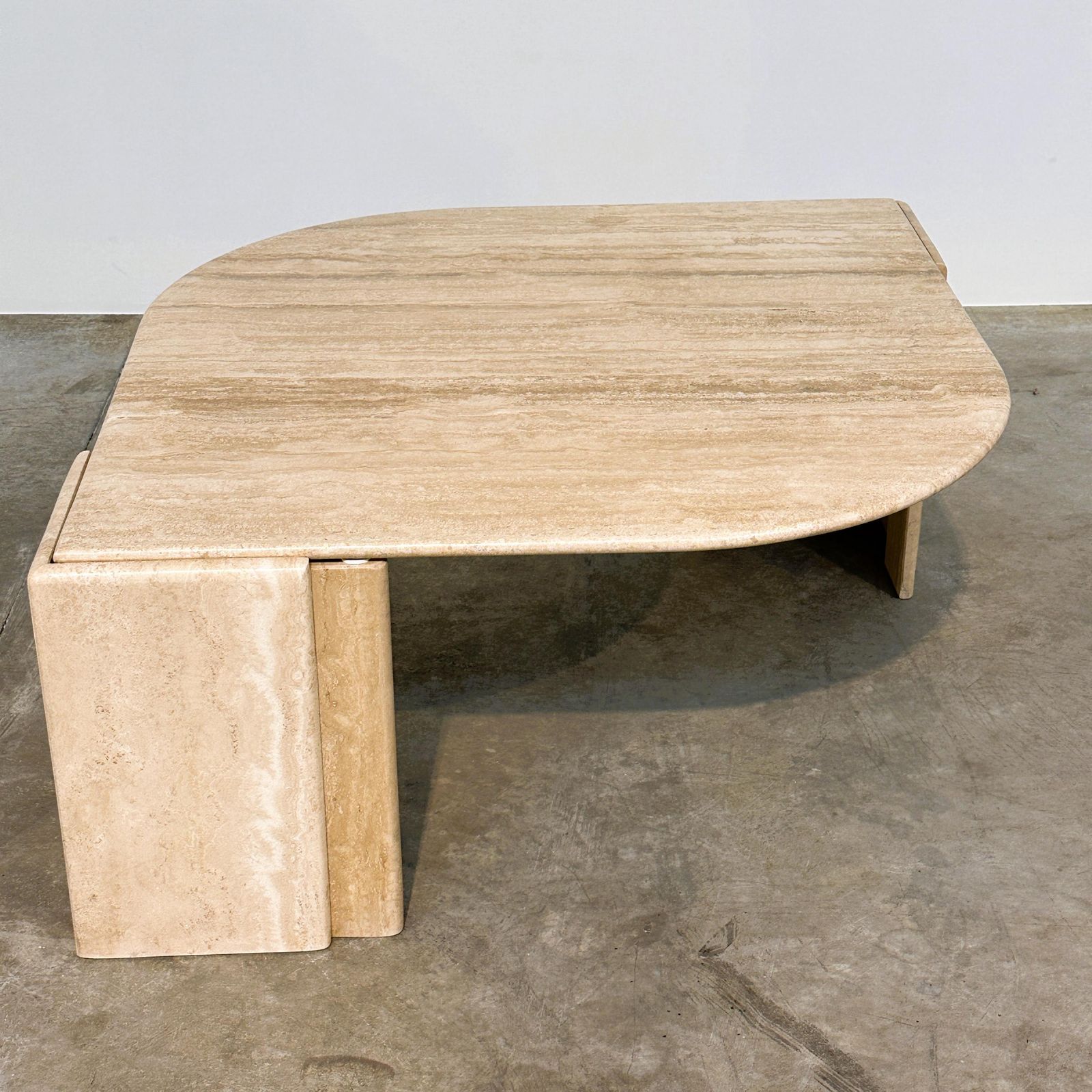 Furniture Italian Travertine Sculptural Eye Shaped Coffee Table, 1980s photo