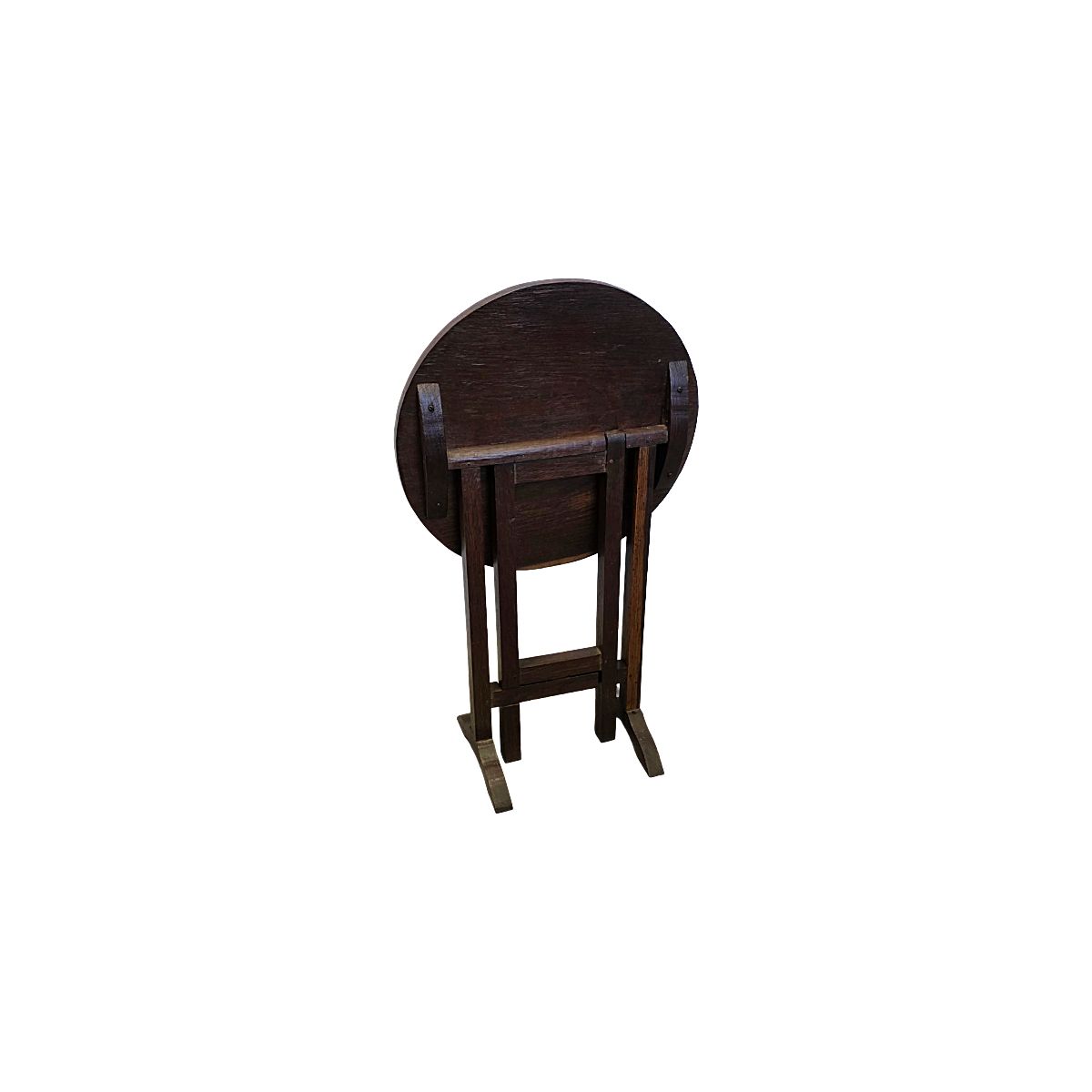 Ancienne table d'appoint pliante en chêne français, Mid-Century photo vinterior