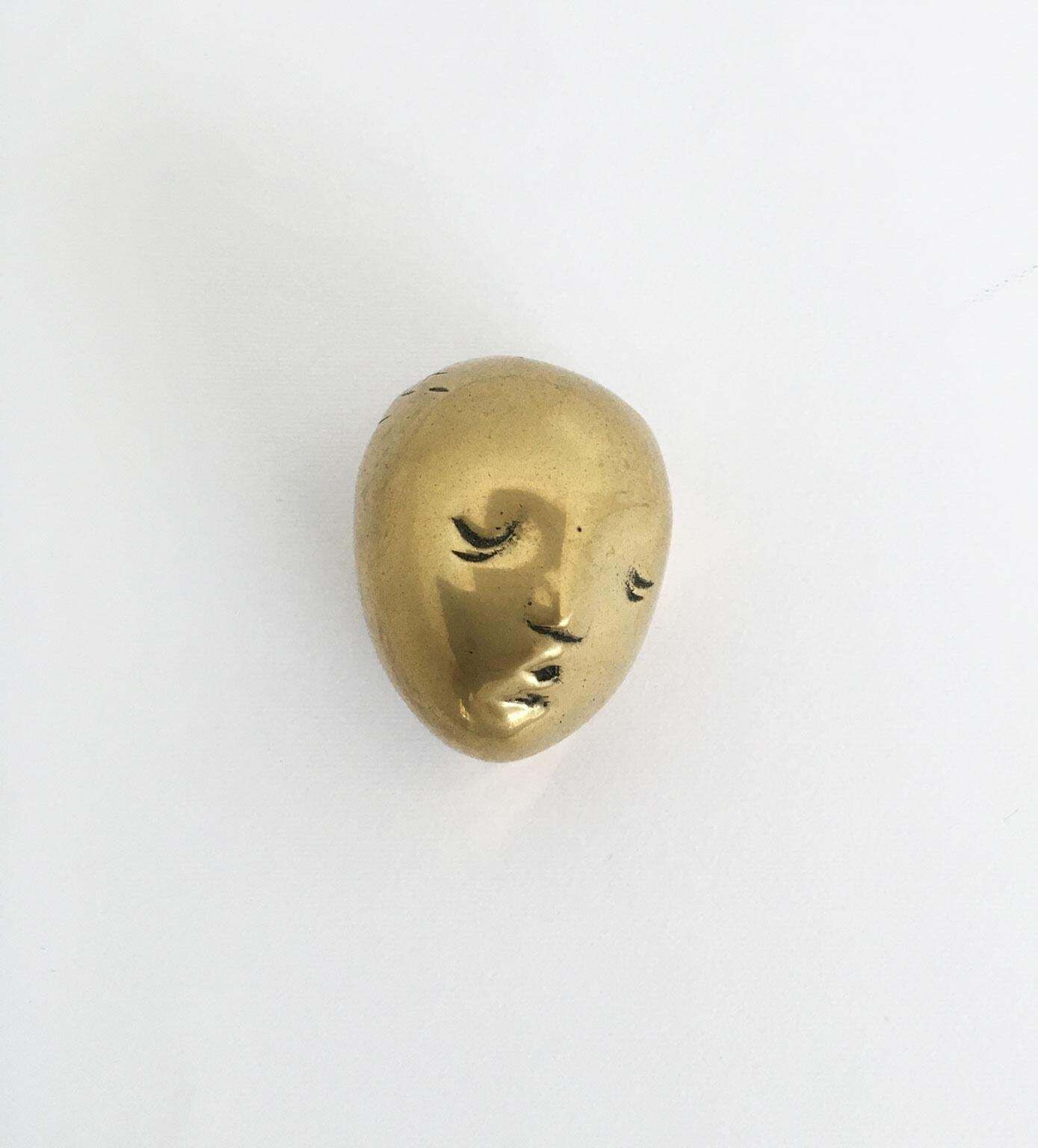 Italy 1980 Bronze Abstract Sculpture Piero Perin Testina Little Head photo furniture