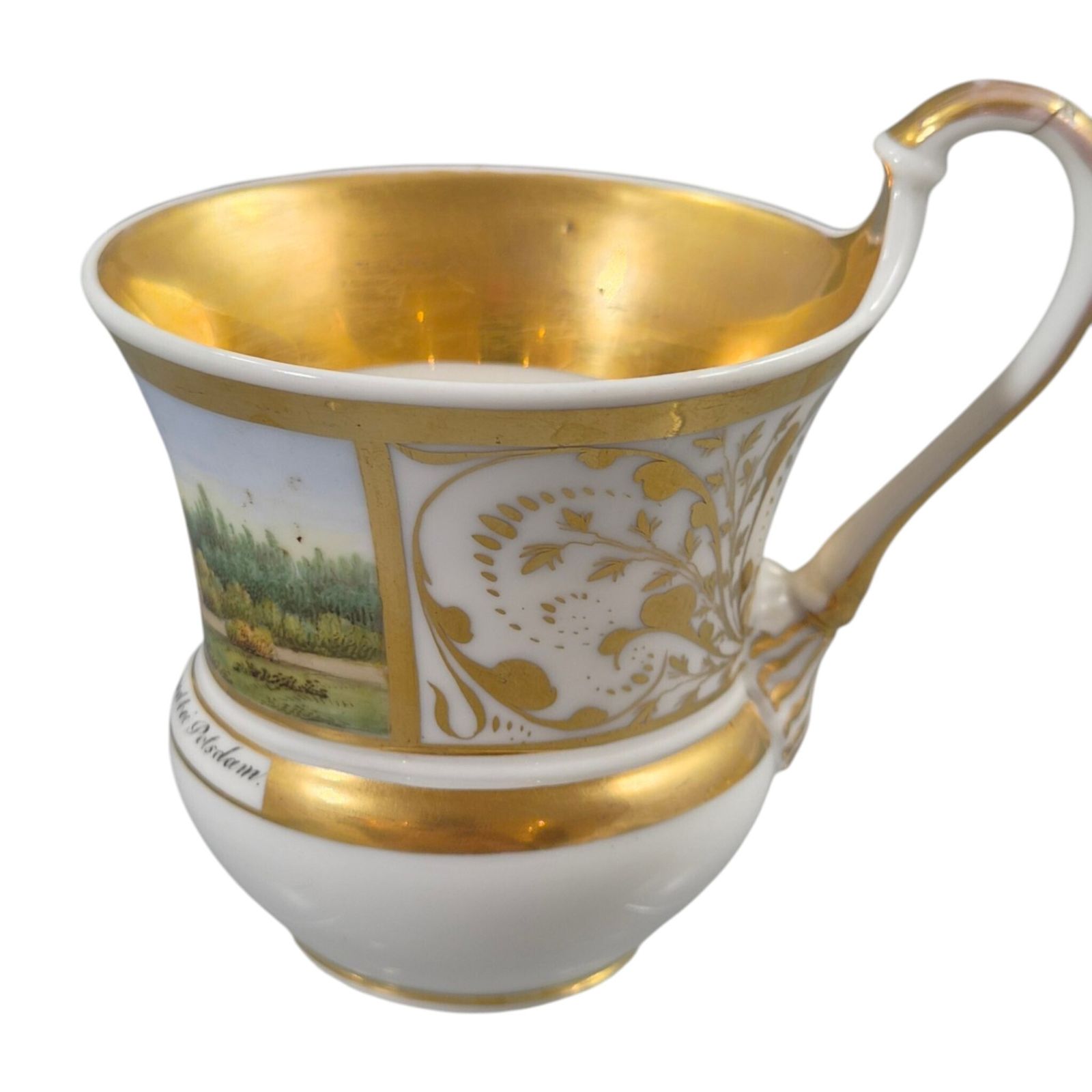 Royal Kpm Berlin Porcelain Tea Cup With Peacock Island View, C.1840 photo furniture