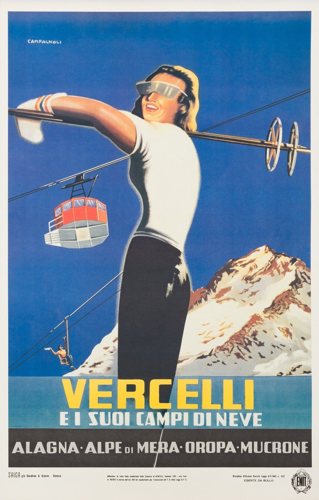 Adalberto Campagnoli, ca. jaren 1970, Vercelli, vintage poster, ca. 97,5 x 62 cm
