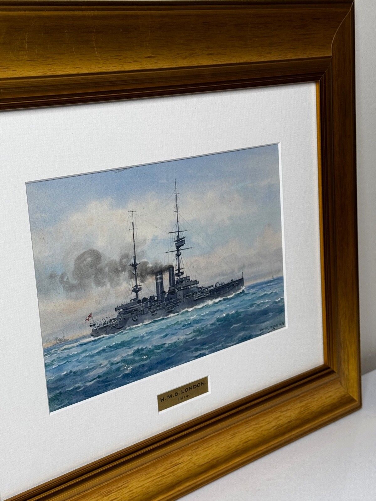 Kunst Frank Watson Wood, HMS London 1914, WW1, Royal Navy, aquarel, ca. 1915 photo