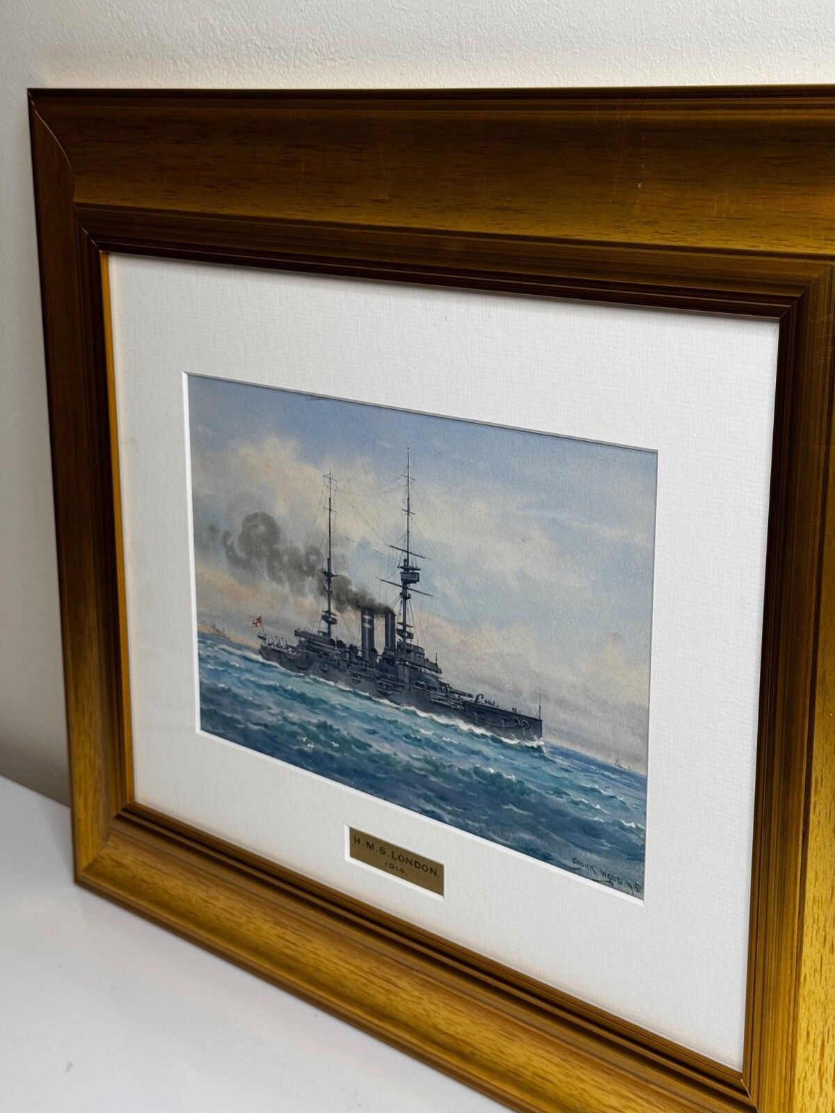 8500.0 Frank Watson Wood, HMS London 1914, WW1, Royal Navy, aquarel, ca. 1915 photo