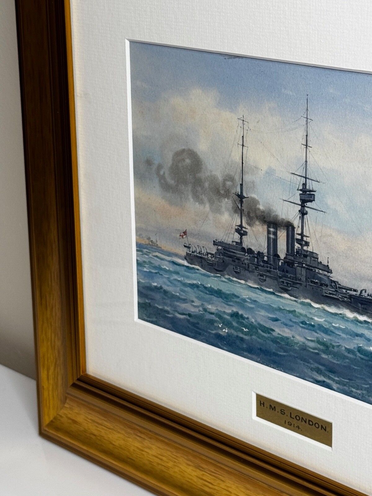 photo vinterior Frank Watson Wood, HMS London 1914, WW1, Royal Navy, aquarel, ca. 1915