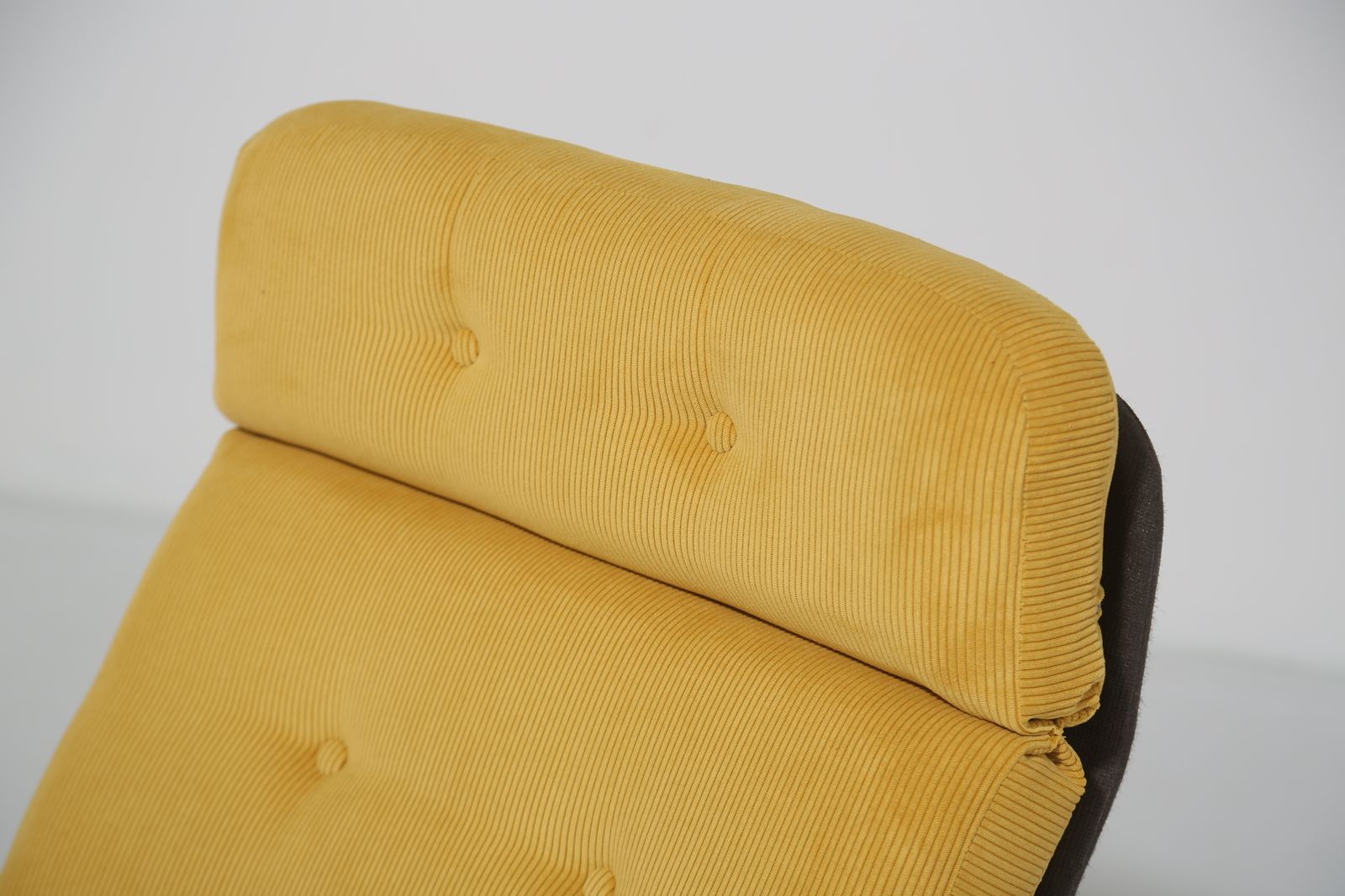 Vintage Danish Swivel Lounge Armchair In Yellow Corduroy, 1970s. photo for sale