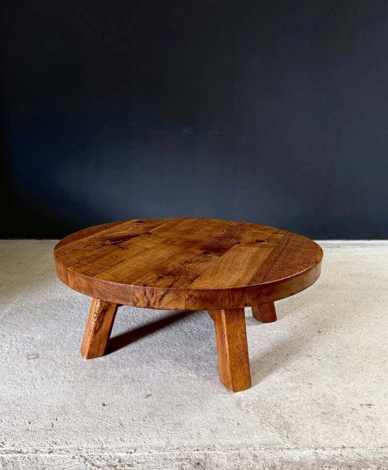 Brutalist Design Salontafel Massief Eiken, België ca. jaren 1960