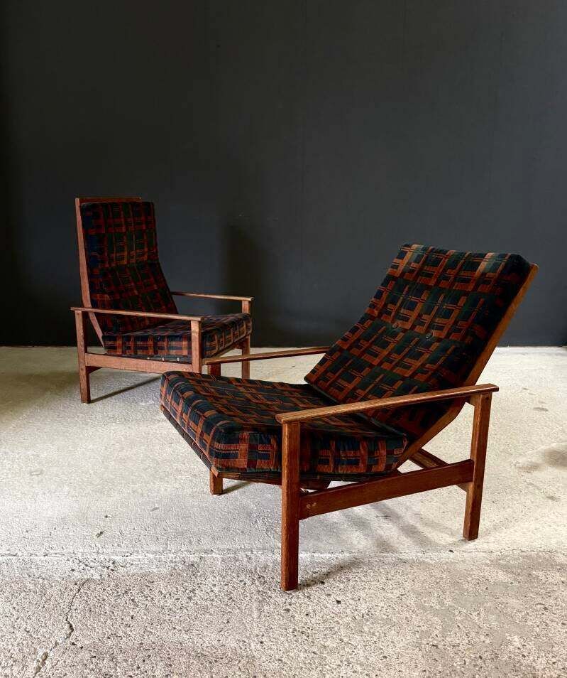 Midcentury Design Ebeniste verstelbare loungefauteuil set, jaren 1960, België photo buy