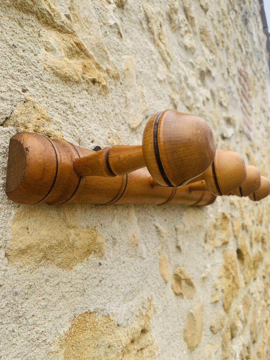 Mid Century Faux Bamboo Wall Mount Coat Rack, 1950s photo Furniture