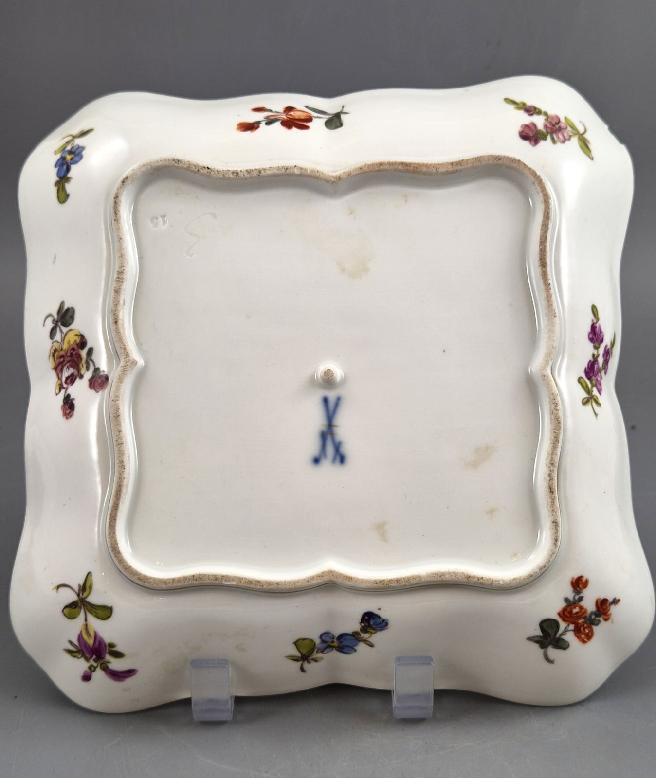 Meissen Porcelain Square Dish, Watteau Scenes And Black Ground, C.1850 1870 photo buy