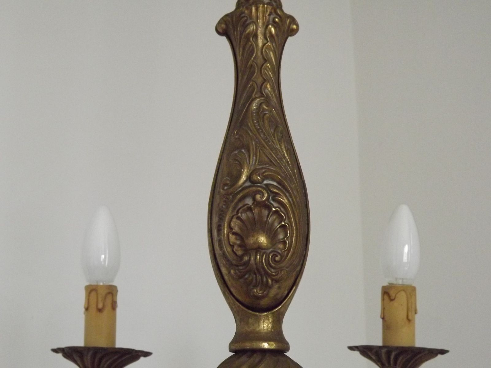 Lighting French Mid Century Traditional Style Bronze 6 Light Acanthus Chandelier photo
