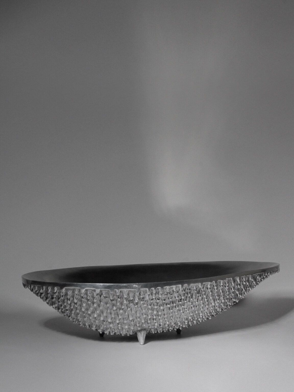 Contemporary Textured Aluminum Bowl On Legs, 1980s, Germany photo for sale