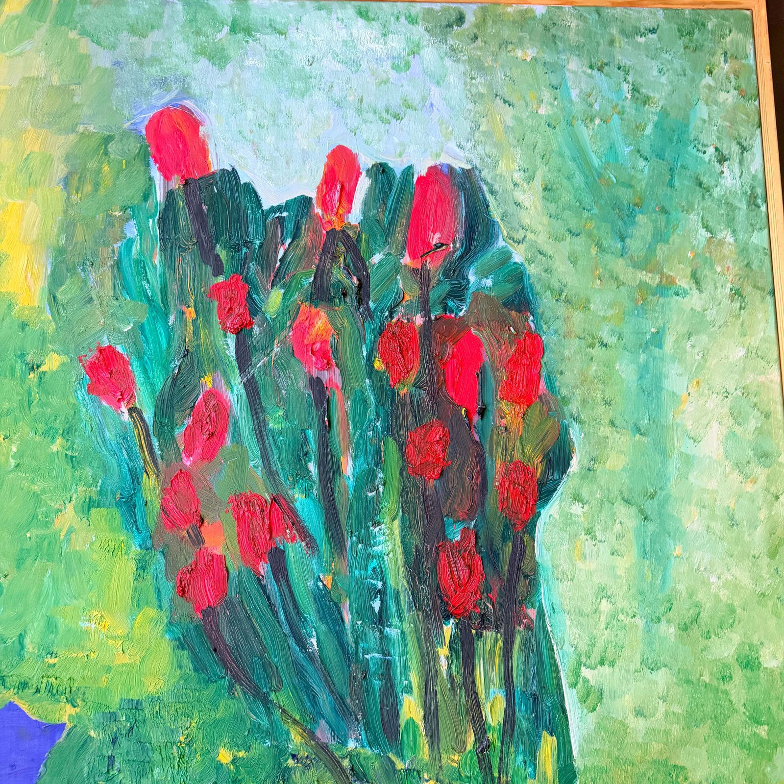 Poppies. Zeer groot vintage olieverfschilderij van Bo Ernfrid. photo for sale
