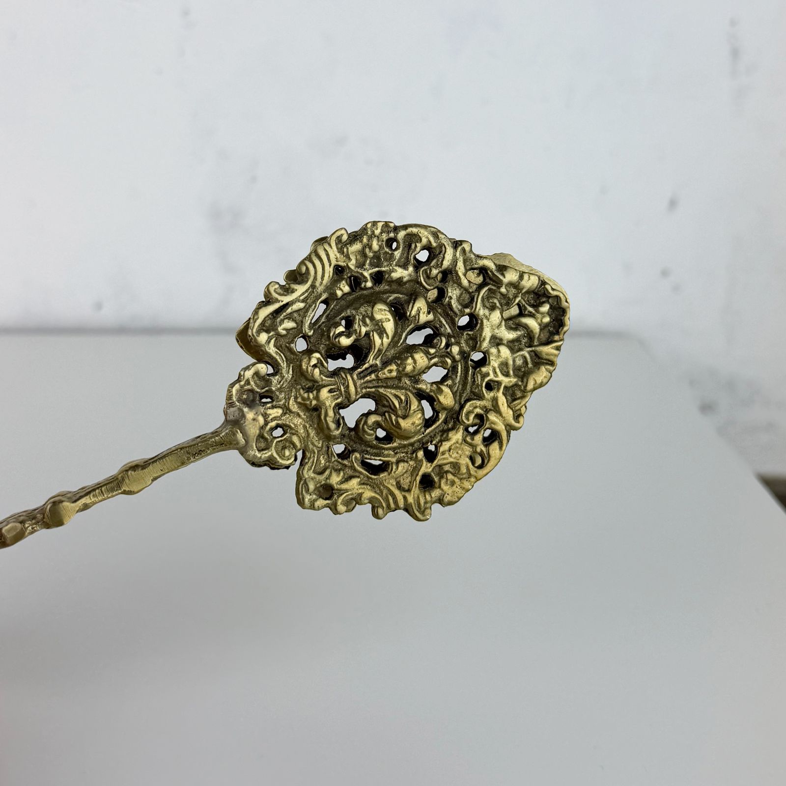 Vintage Florentine Lily Serving Tongs, Rare Collectible Italian Brass Pastry Tongs photo Home Decor