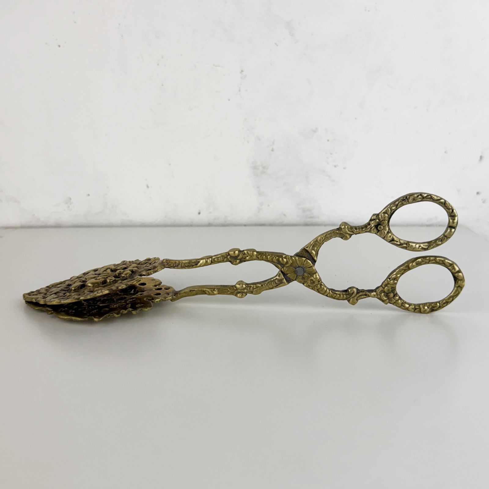 Vintage Florentine Lily Serving Tongs, Rare Collectible Italian Brass Pastry Tongs photo buy