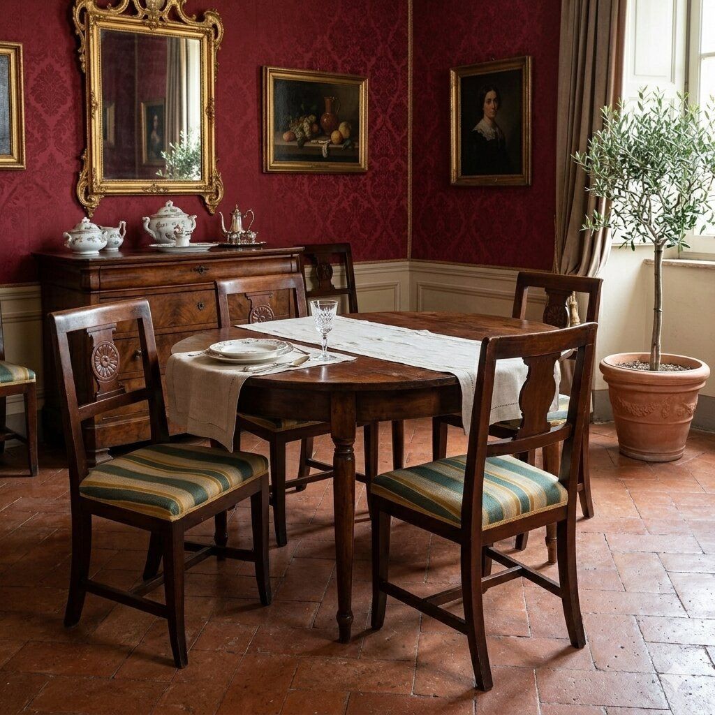 Antieke stoelen, walnoot, gestoffeerde zitting, Italië, 19e eeuw photo furniture