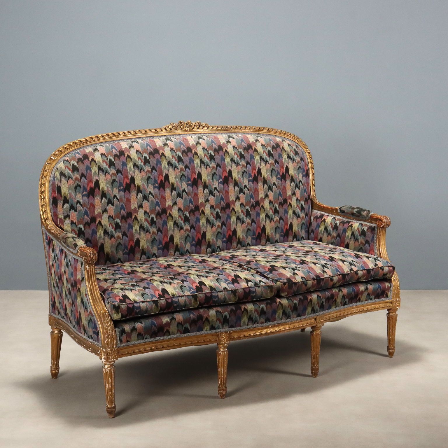 Sofa Neoclassische Stijl Gesneden Hout Italië 19e Eeuw