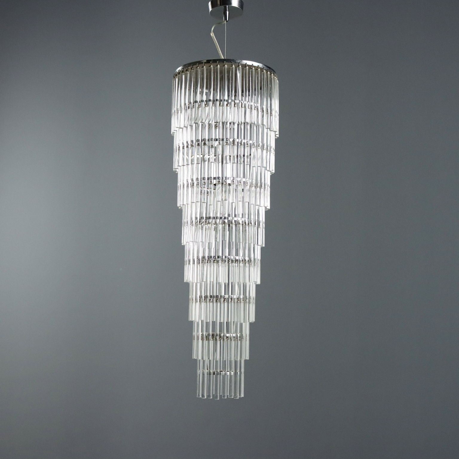 Vintage plafondlamp, transparant glas, Italiaans design, jaren 1990 photo vinterior