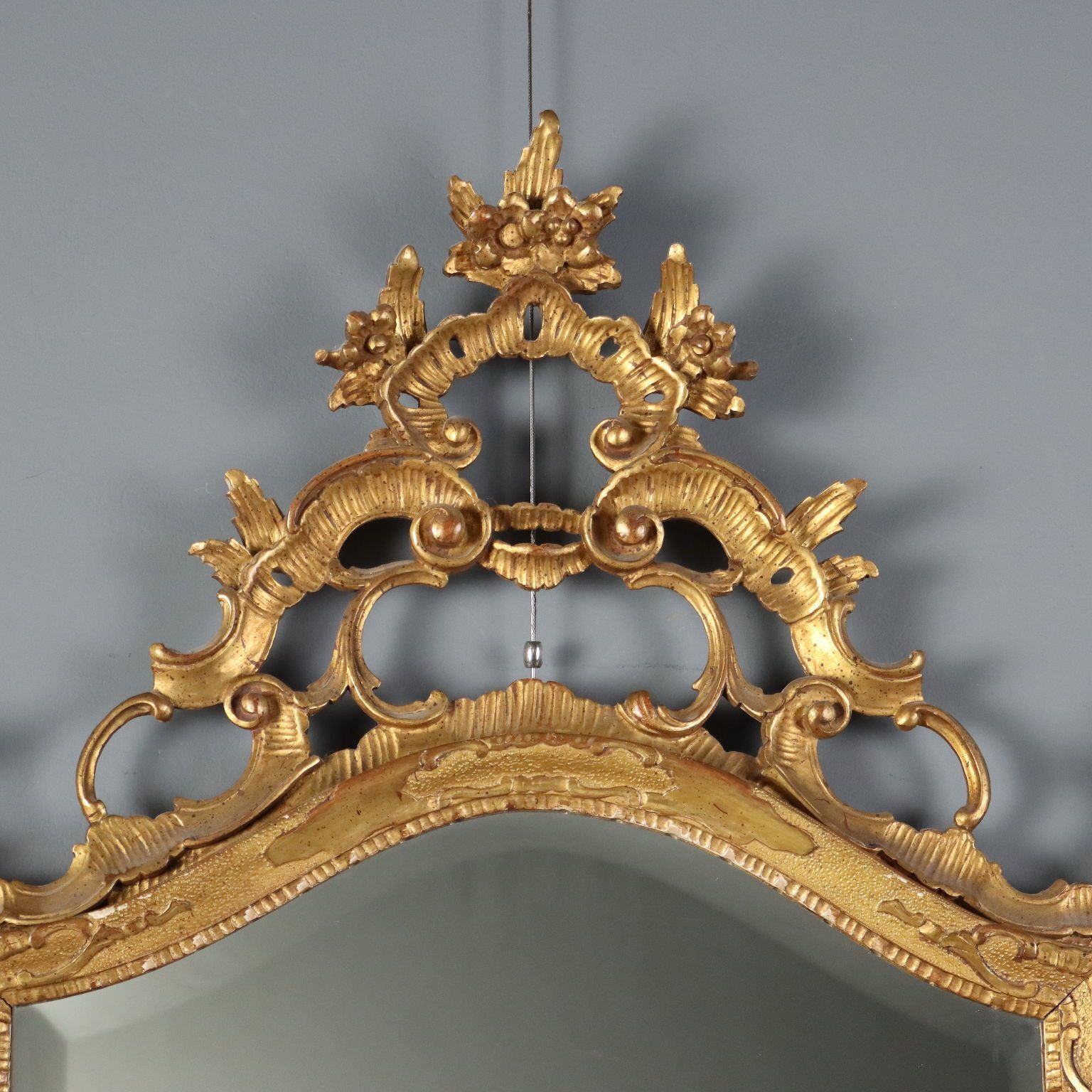 Barokke Spiegel Gesneden Verguld Hout Italië XX Eeuw photo Woonaccessoires