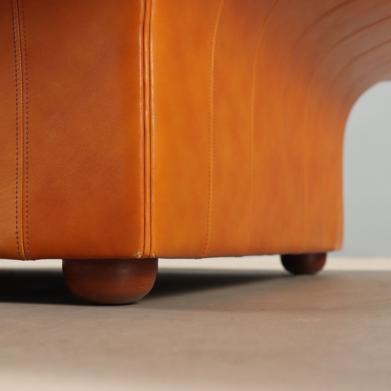 Vintage Frau Coffee Table Wood Leather Design Italy 1970s photo vintage