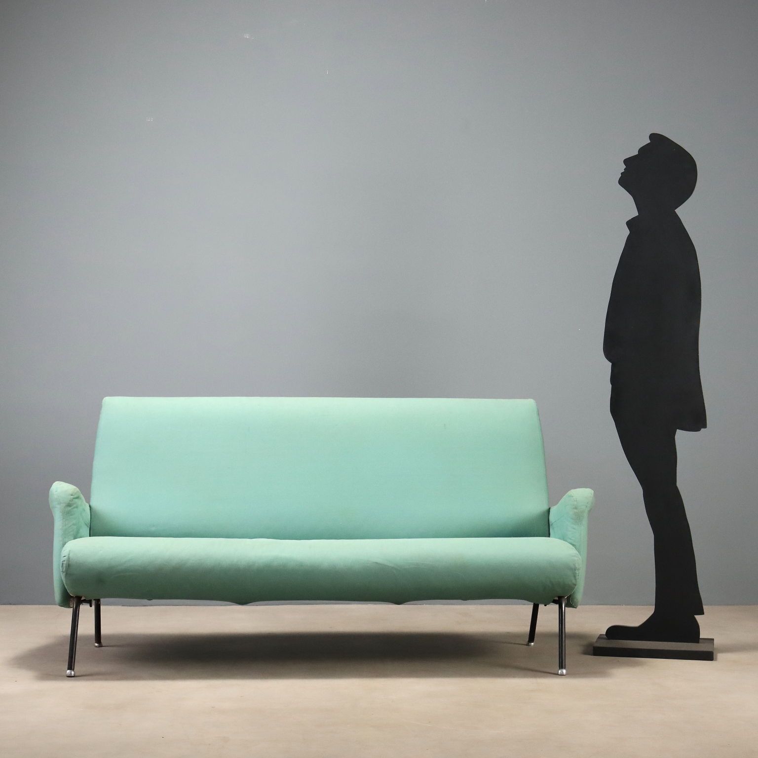 Vintage opvouwbare sofa, stof en metaal, Italiaans design, jaren 1960 photo furniture