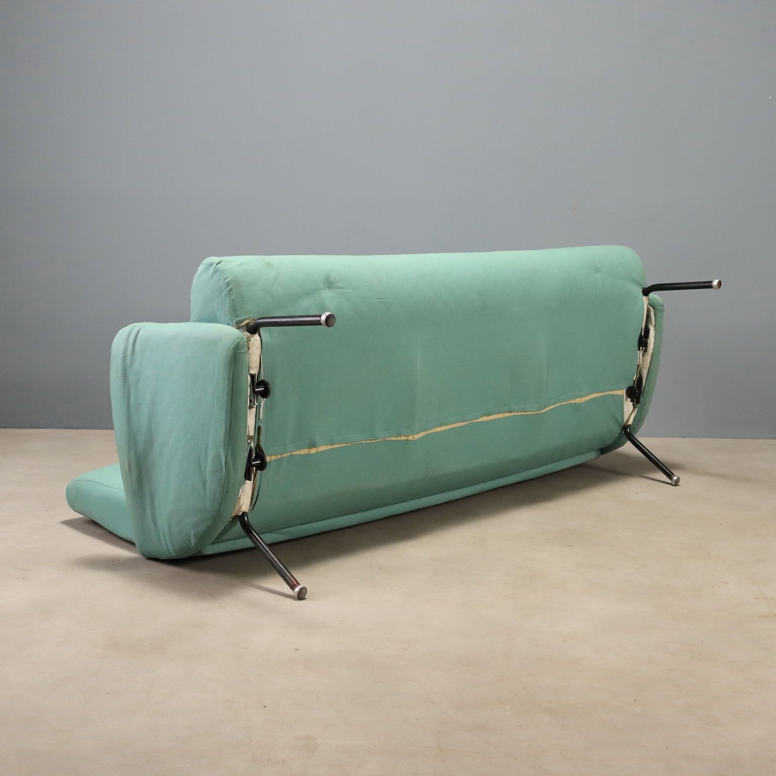 photo furniture Vintage Foldable Sofa Fabric Metal Design Italy 1960s