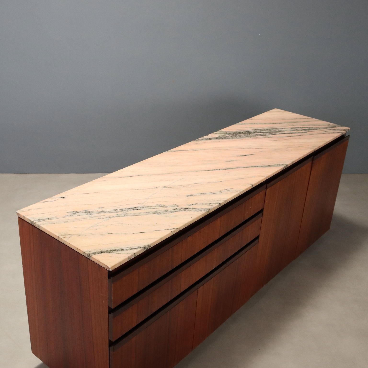 photo for sale Vintage Cupboard Exotic Wood Marble Design Italy 1960s