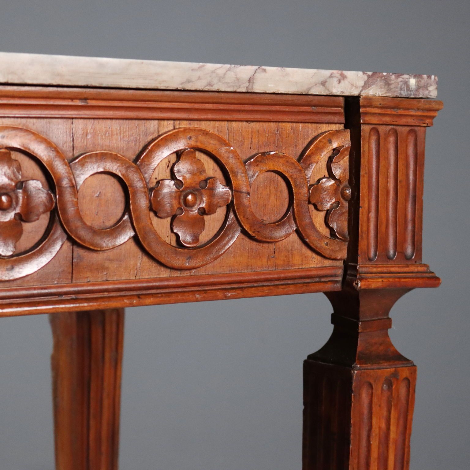 Console Neoclassisch Walnoot Marmeren Blad XVIII Eeuw photo 2220.0