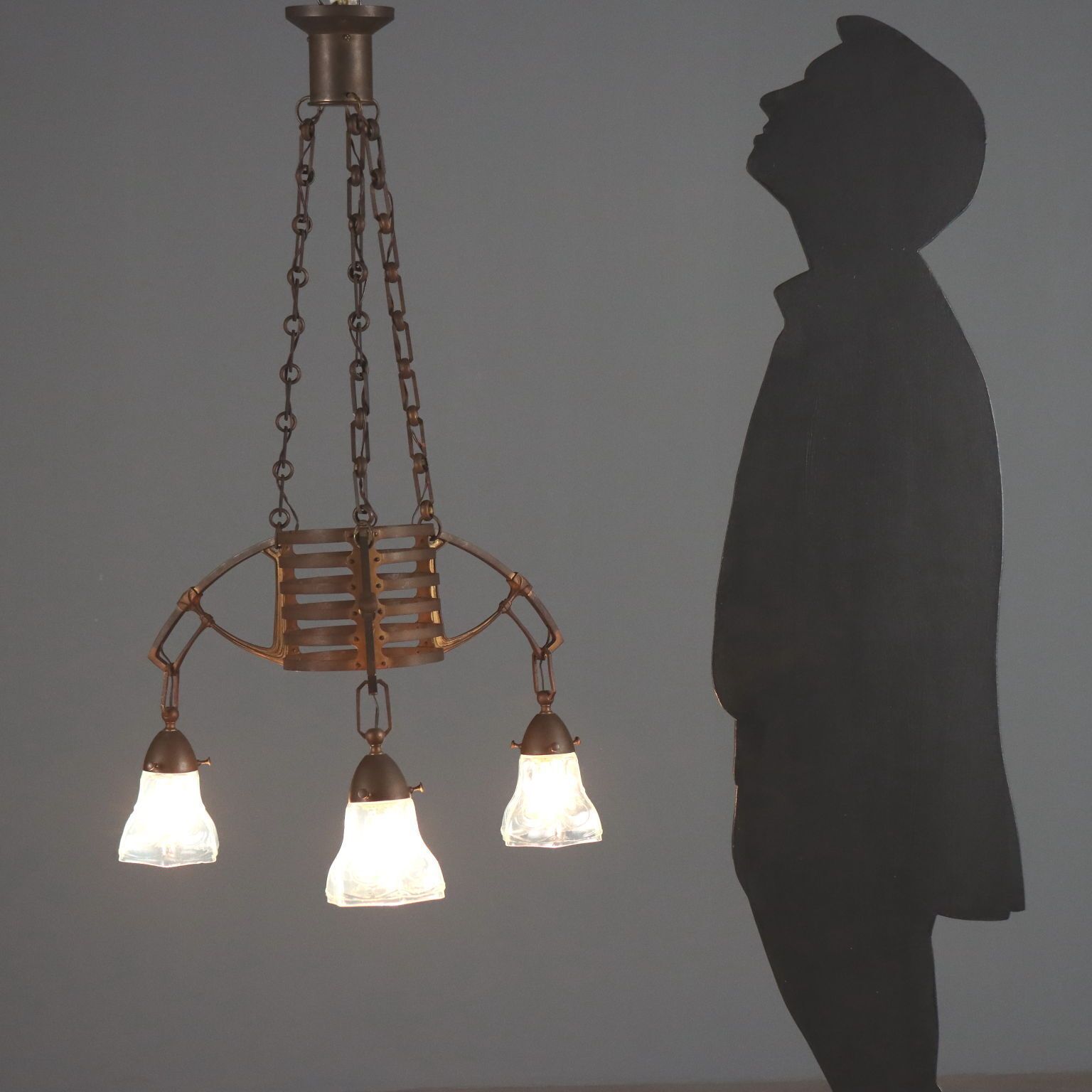 Hanglamp Art Nouveau Metaal Glas Italië Begin 20e Eeuw photo furniture