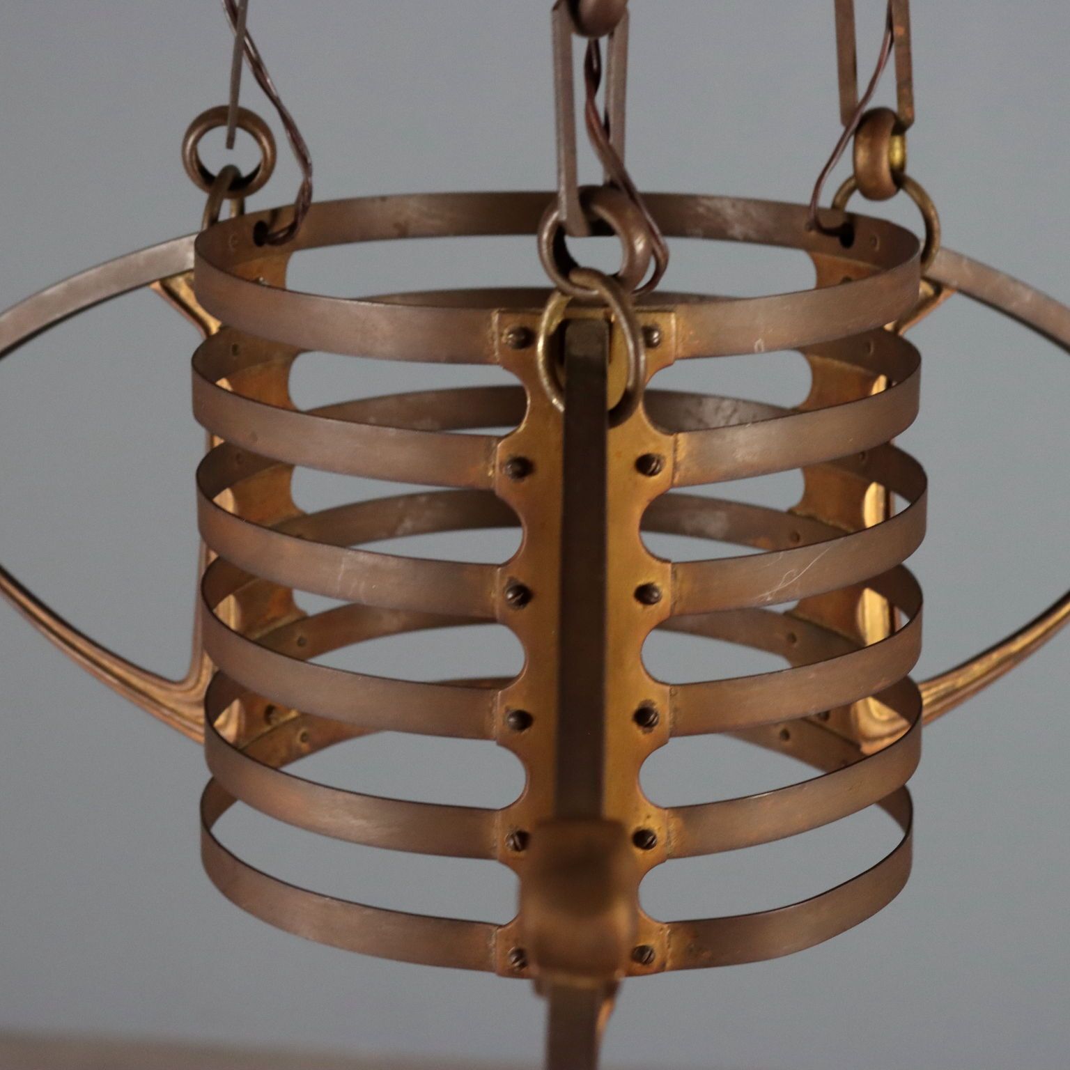 Verlichting Hanglamp Art Nouveau Metaal Glas Italië Begin 20e Eeuw photo