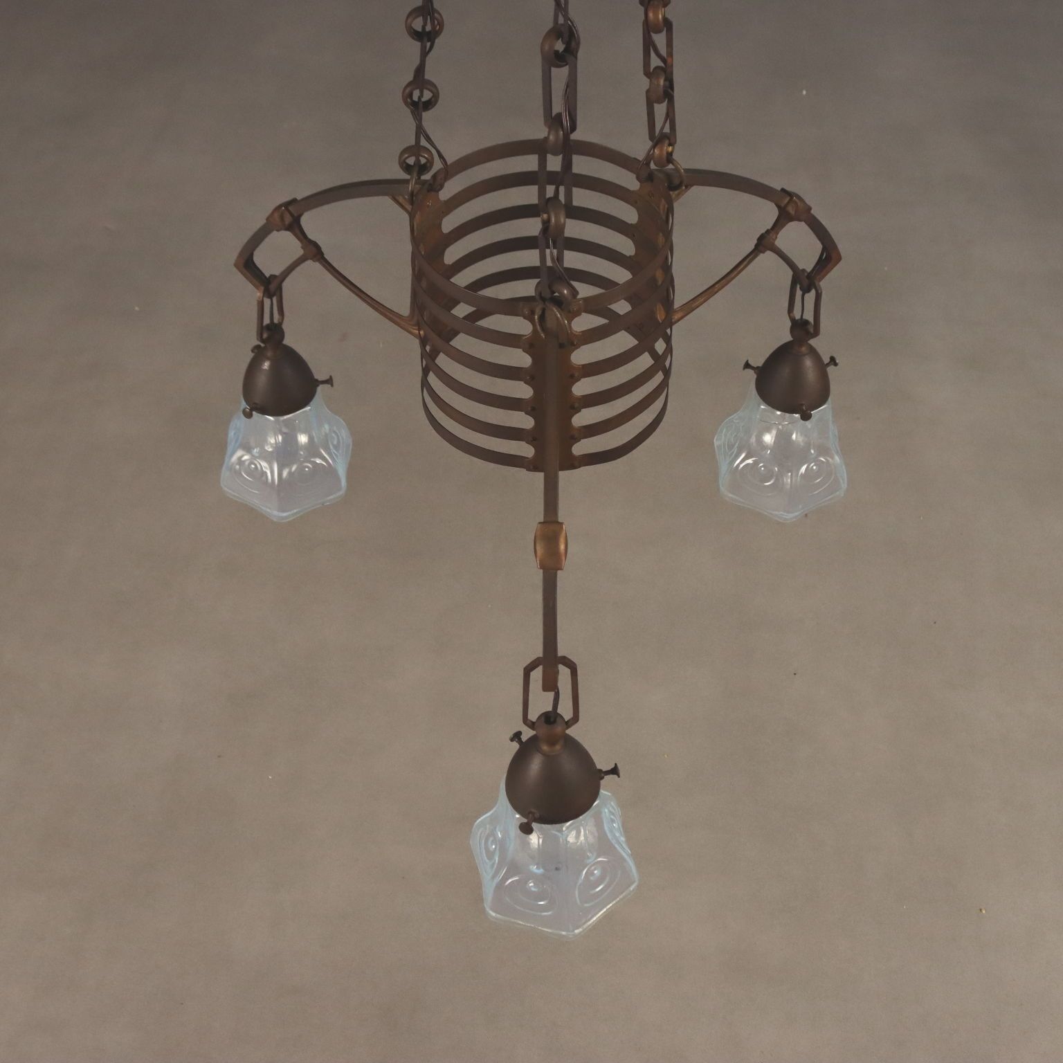 670.0 Chandelier Art Nouveau Metal Glass Italy XX Century photo