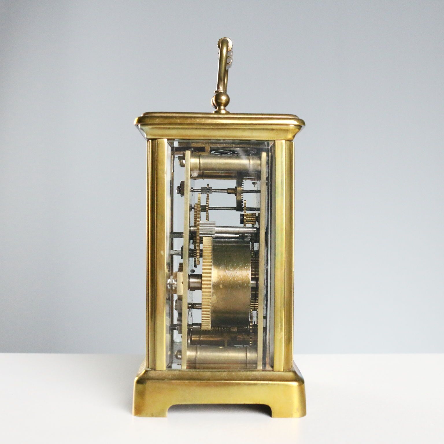 Antique Travel Clock Bronze Glass With Case Italy XIX Century photo buy