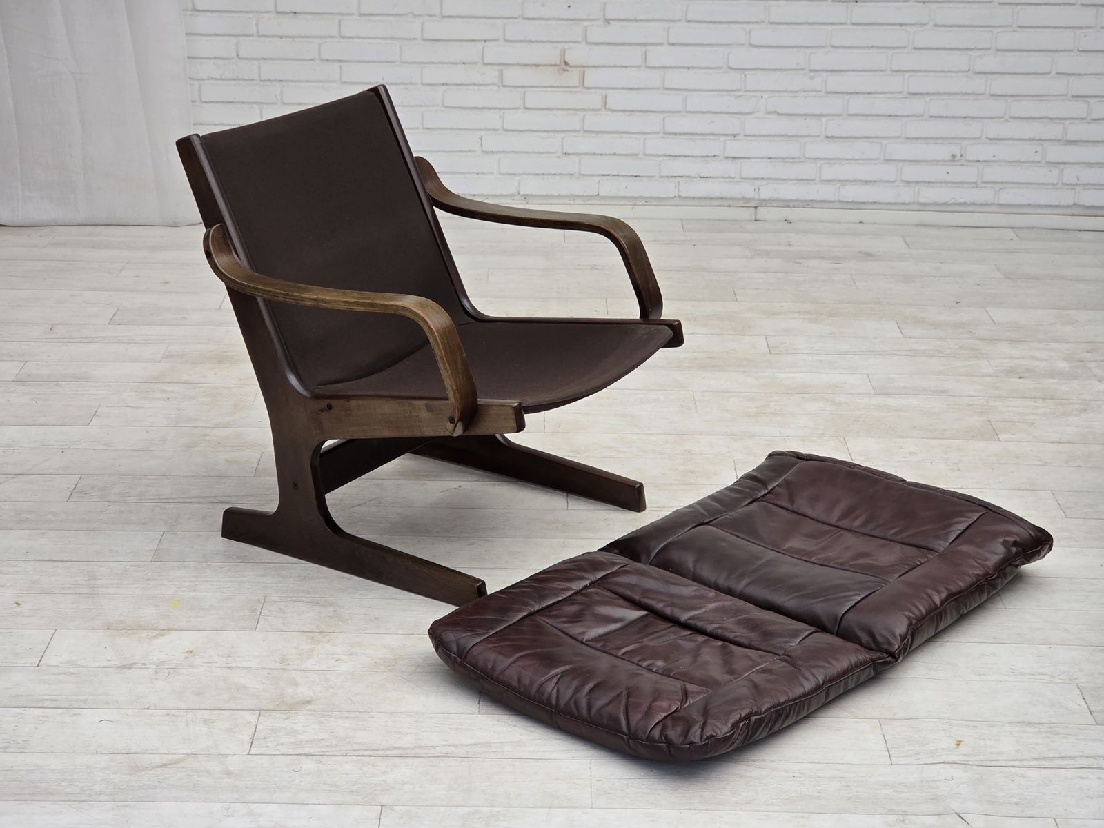 1970s, Scandinavian Armchair, Brown Furniture Leather. photo 950.0