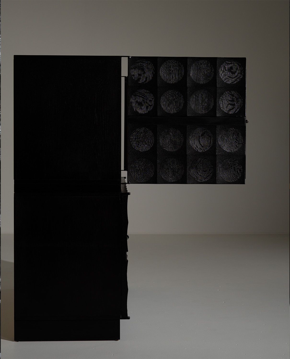 photo for sale Brutalist Cabinet in Black Stained Oak, J. Batenburg, België, jaren 1970