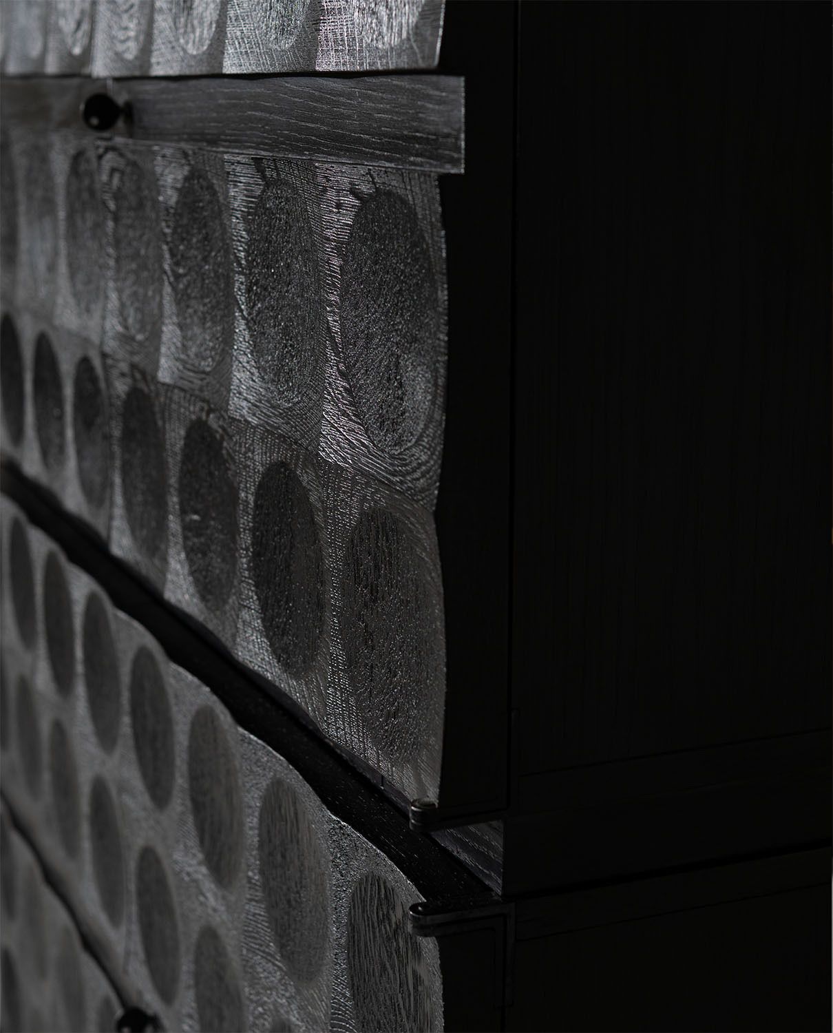 Meubels Brutalist Cabinet in Black Stained Oak, J. Batenburg, België, jaren 1970 photo