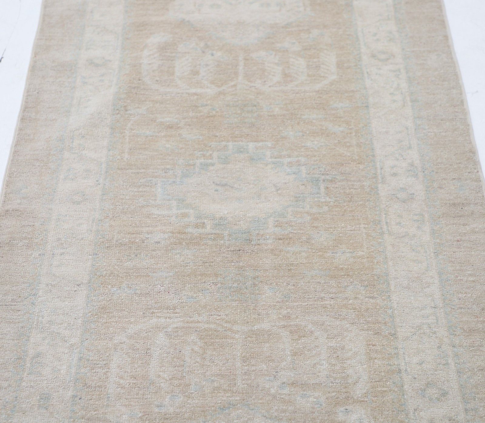 2.8x7.7 Ft Handknotted Hallway Rug. Kitchen Runner Rug. Beige Corridor Rug photo for sale