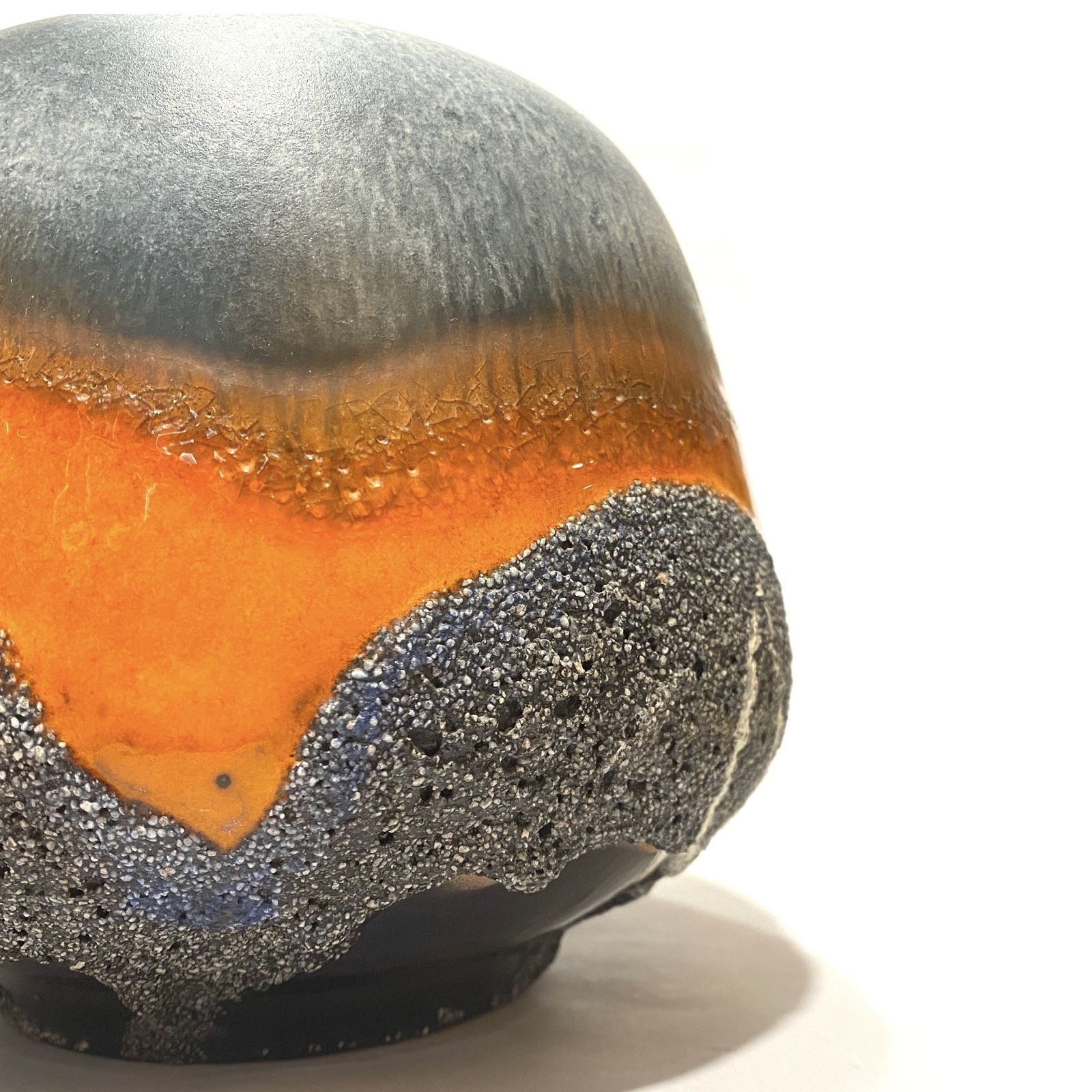 Carstens Tonnieshof Asteroid Vase In Blue & Orange Fat Lava Glaze, 1970s West German Pottery photo 199.99
