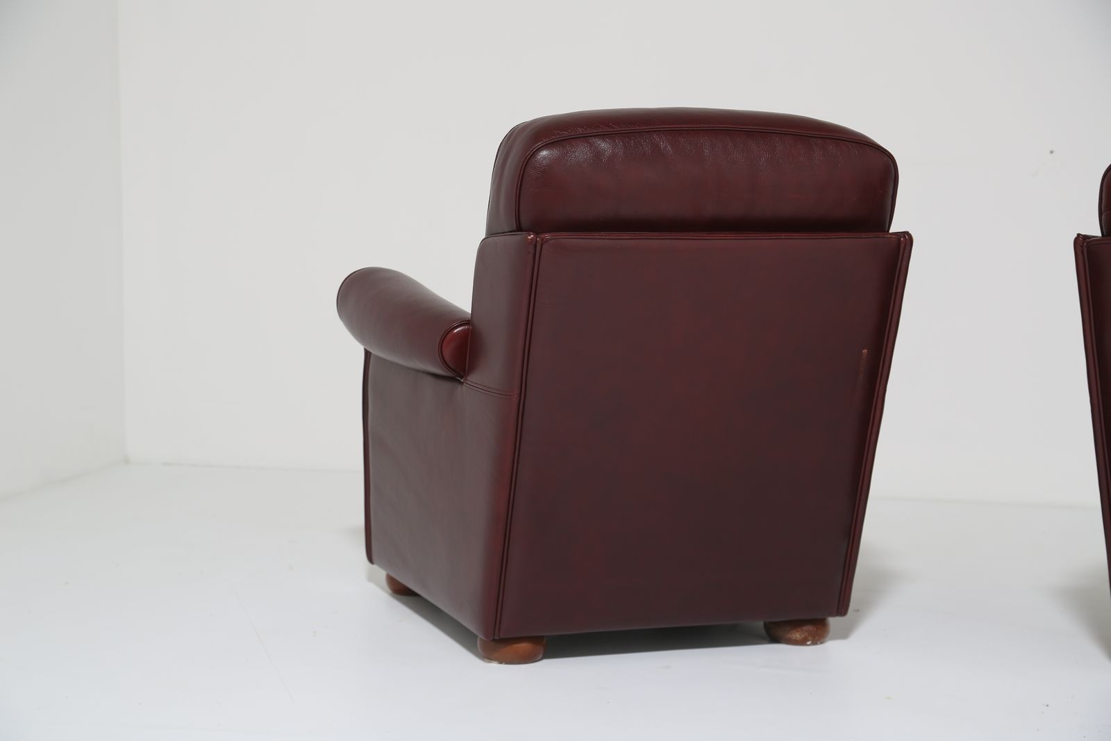 photo furniture Pair Of Art Deco Style Italian Burgundy Leather Club Chairs By Fratelli Mascheroni