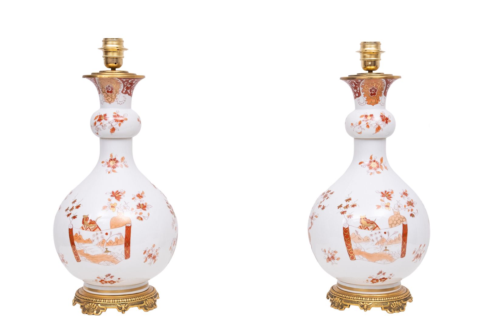 Grote handgeschilderde Chinoiserie tafellampen, ca. jaren 1950, Frankrijk photo vinterior