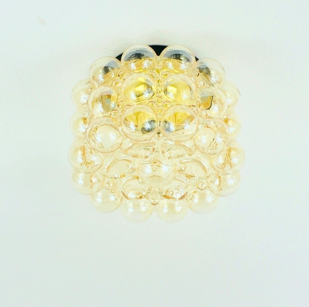 Paire de plafoniers mid-century modern en verre bullé ambré, par Helena Tynell pour Limburg, Allemagne, années 1960 photo for sale