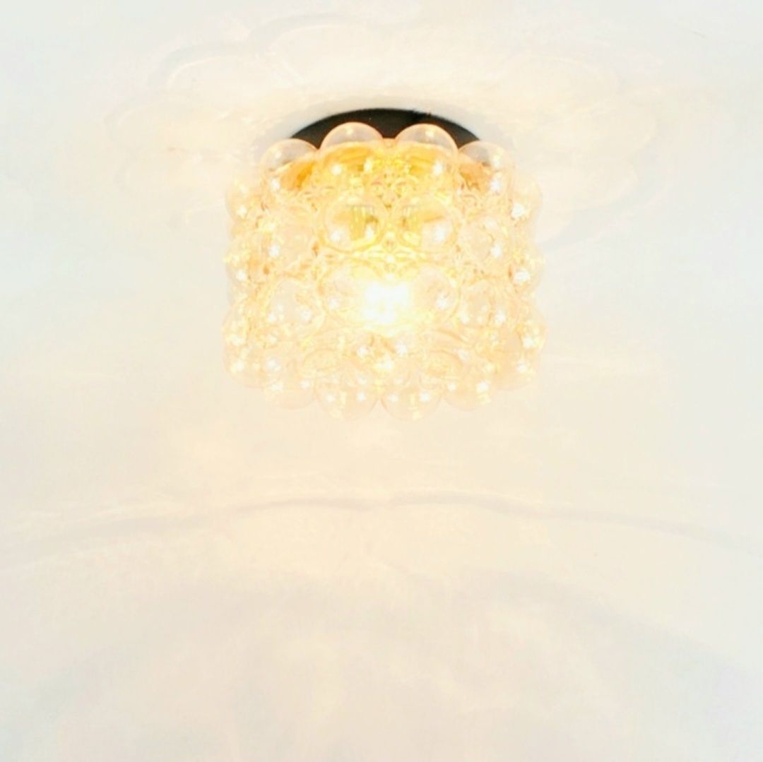 Pair Of Mid Century Modern Amber Bubble Glass Ceiling Lights By Helena Tynell For Limburg, Germany, 1960s photo vinterior