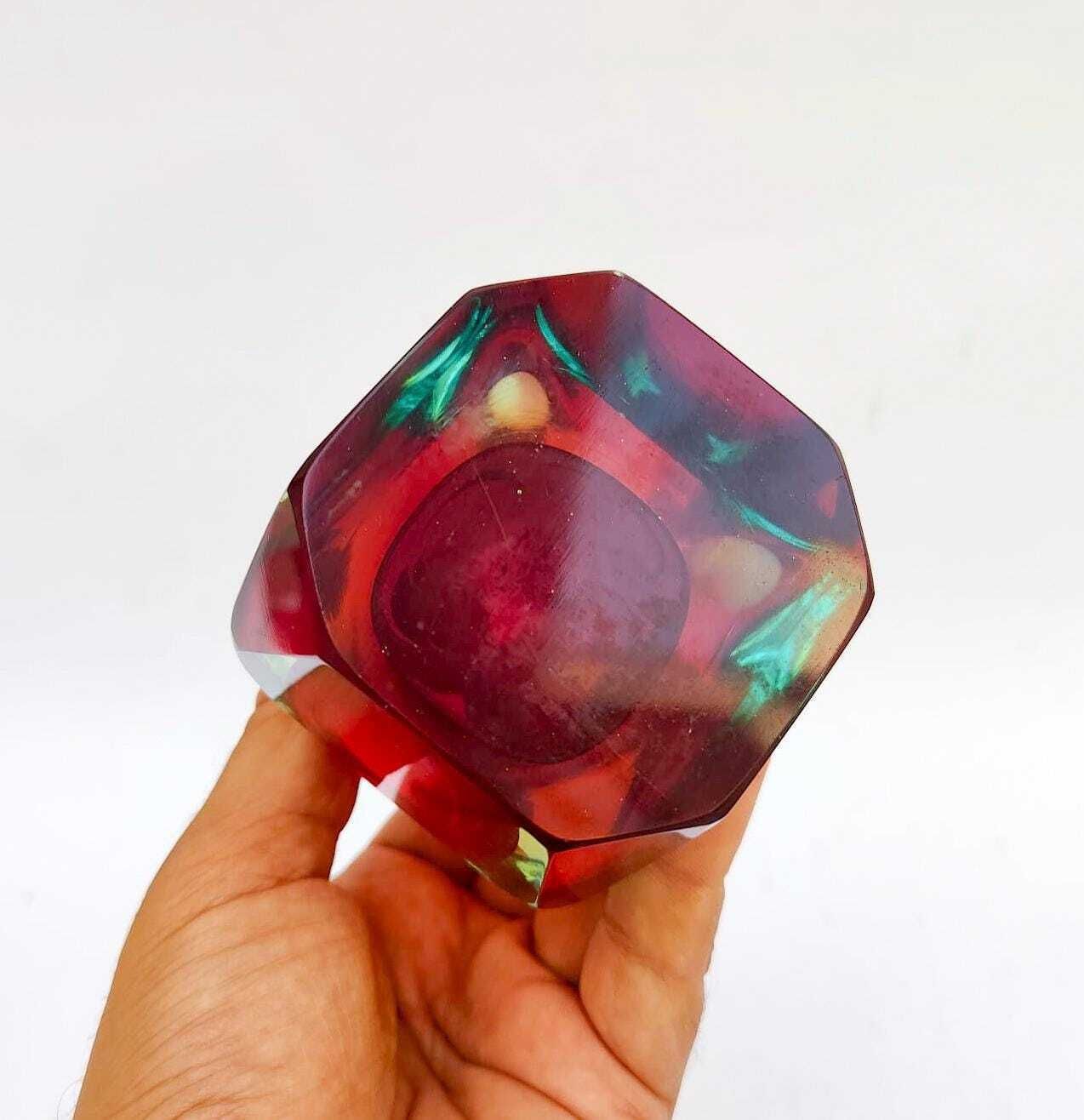 Faceted Drop Vase In Murano Glass, Vintage Design, 1970s, Mandruzzato Poly Glass photo vinterior