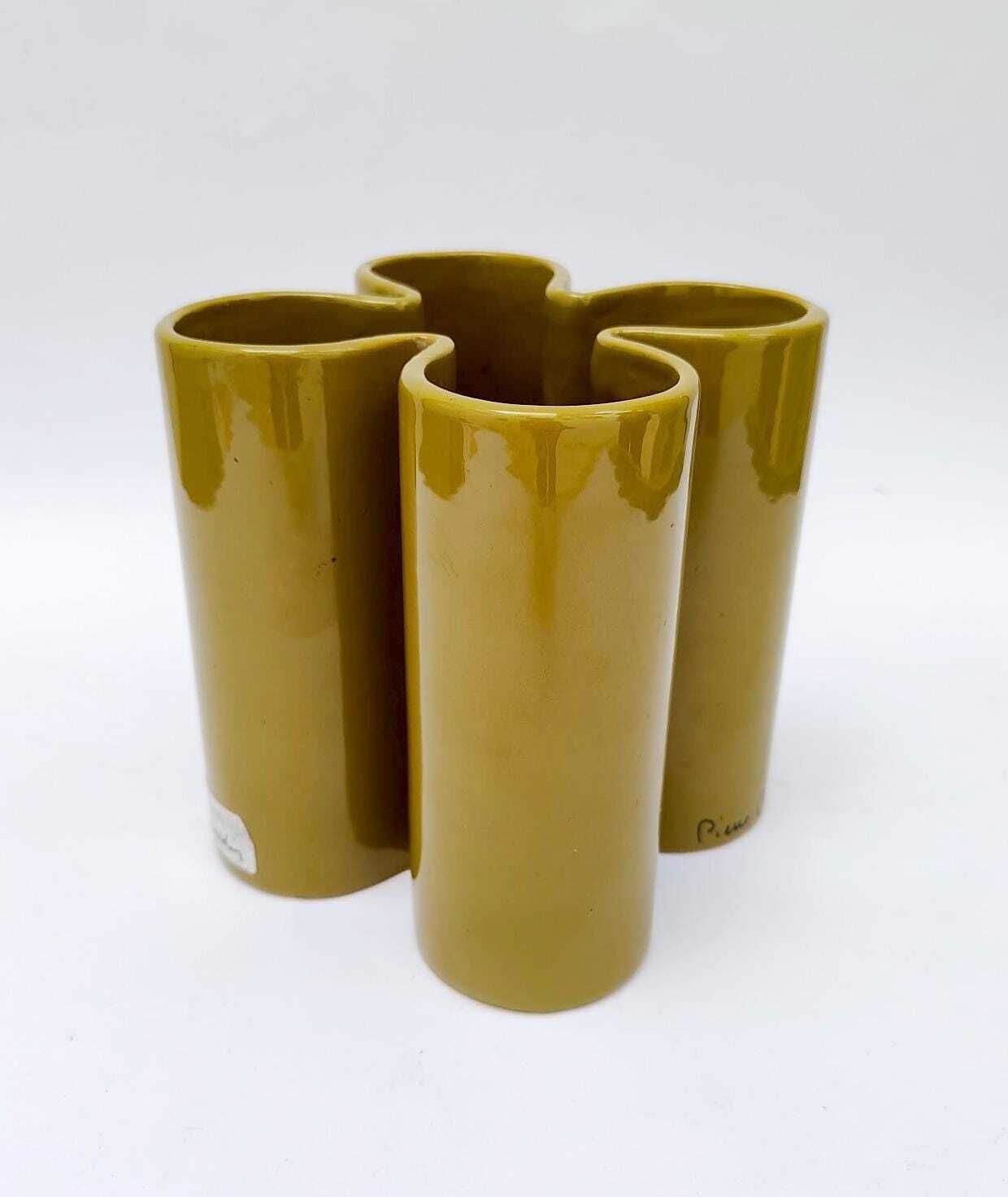 Vase en céramique Pierre Cardin à motif de trèfle à quatre feuilles vert, design Space Age vintage, années 1970 photo 192.0