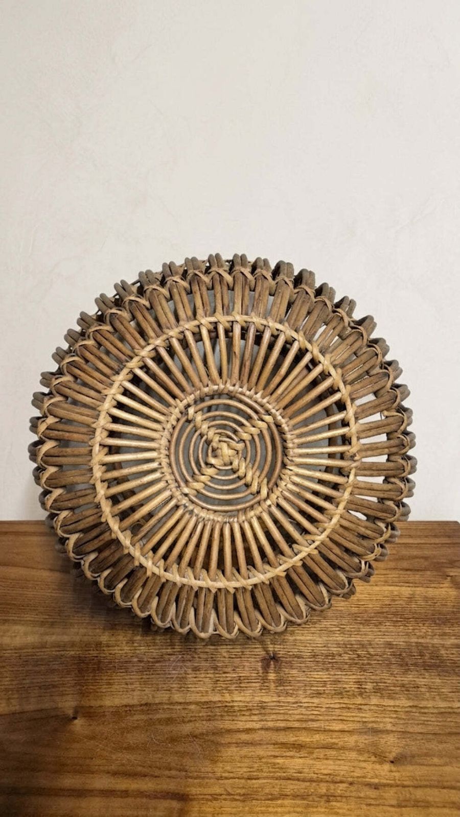 Ottoman Mid Century Woven Rattan Stool By Franco Albini, 1950s, Italy, 50 × 50 × 30 Cm photo vinterior