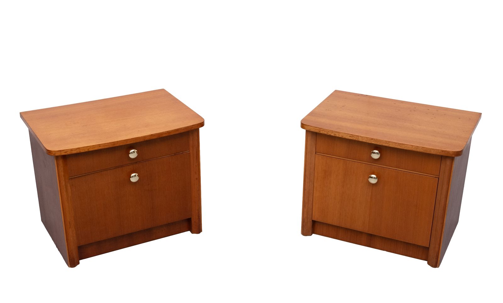 Set art deco nachtkastjes, notenhout, jaren 1930, Nederland