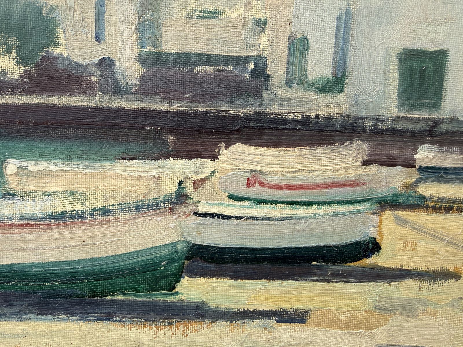 Rafael Duran Benet Cadaqués Costa Brava Mediterranean Harbor With Fishing Boats And Whitewashed 1980s photo for sale