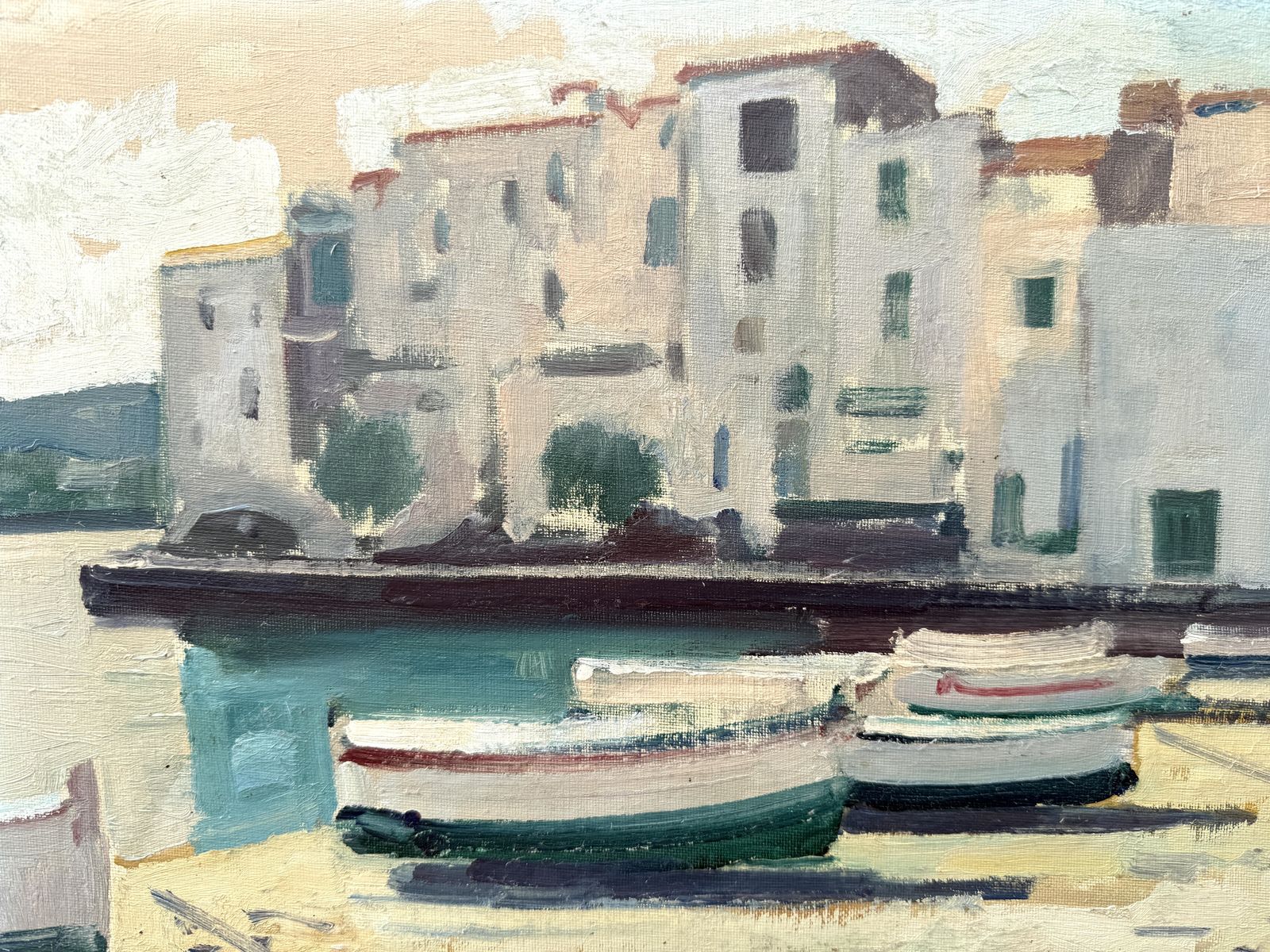 Rafael Duran Benet Cadaqués Costa Brava Mediterranean Harbor With Fishing Boats And Whitewashed 1980s photo buy