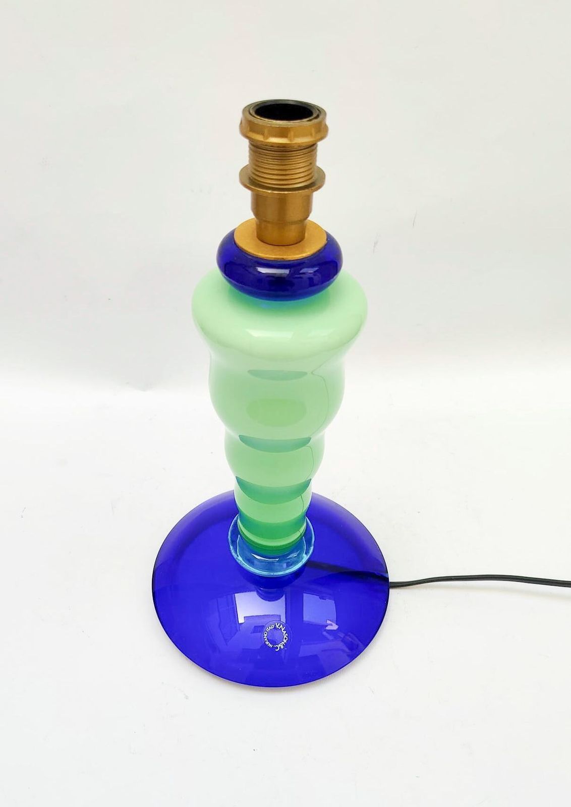 Lampe de table Nason en verre de Murano vert et bleu, design italien vintage photo furniture