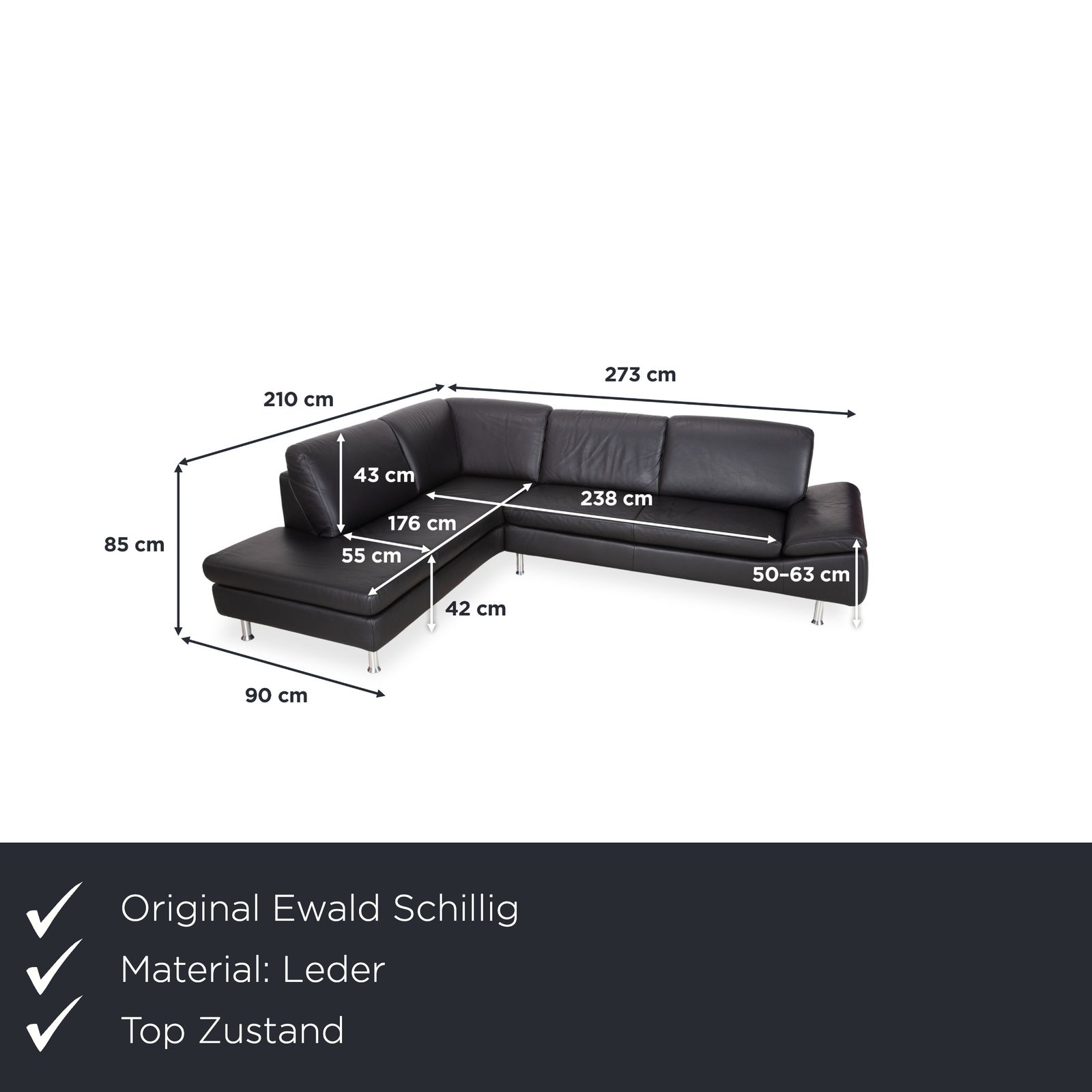 Ewald Schillig leren hoekbank zwart manuele functie photo furniture